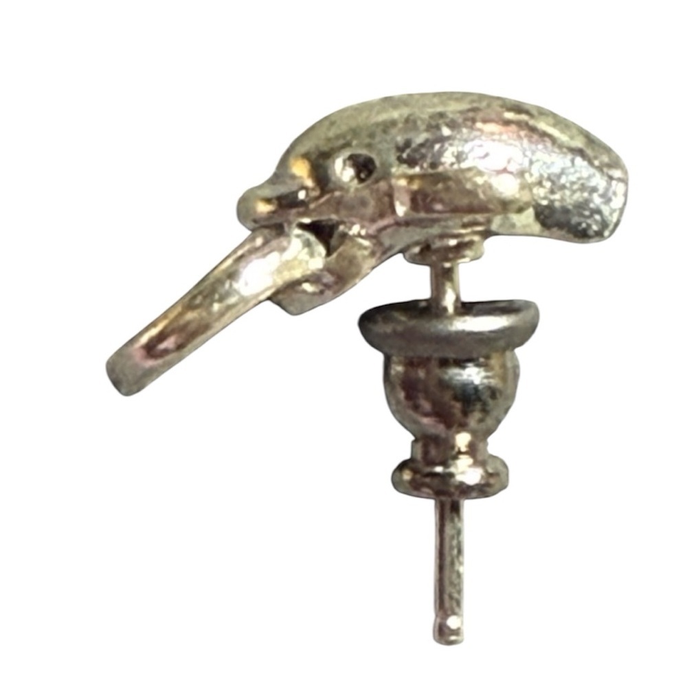 Dolphin earrings holding ring silver fashion‎ jewelry
